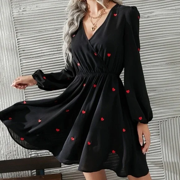 embroidered lantern sleeve dress Phoenix Embroidered Sheath Gown with Lantern Sleeves – Sussiland main image 0